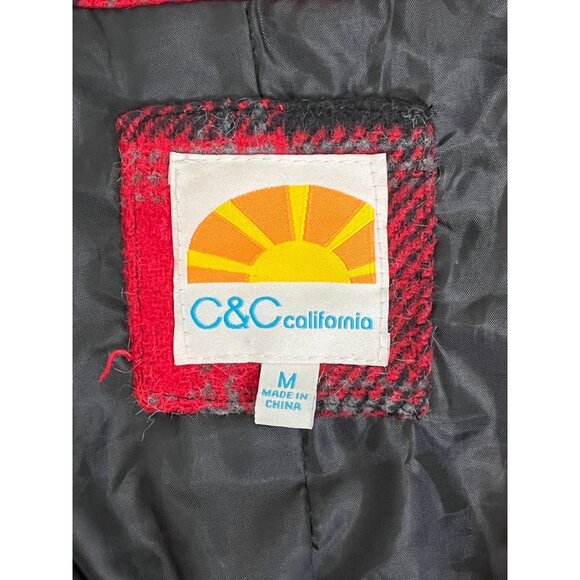 C&C California Red Black Buffalo Plaid Jacket Women's Size Medum - Picture 8 of 11